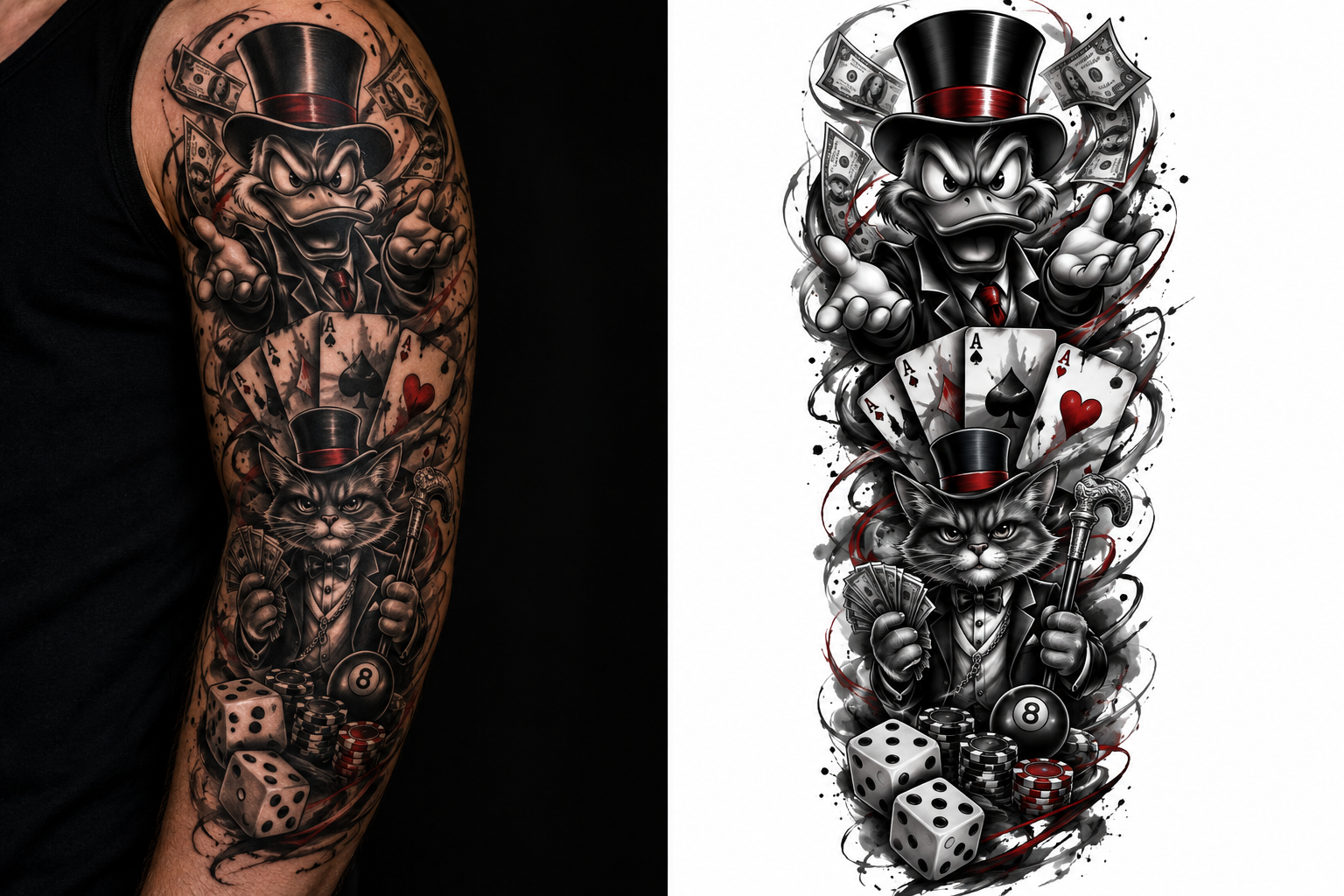 High Stakes Duo tattoo model preview